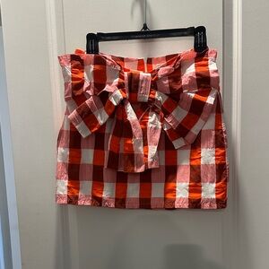 Plaid Bow-Tie Skirt - Red and Pink